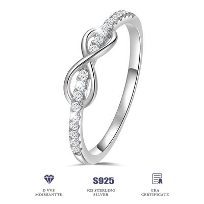 Eternity Moissanite Rings 925 Silver Women Finger Promise 925 Sterling Silver Cross Moissanite Ring