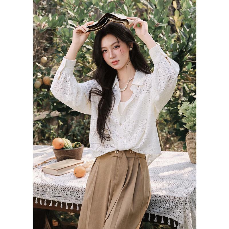 French Retro Embroidered Floral Lace Blouse
