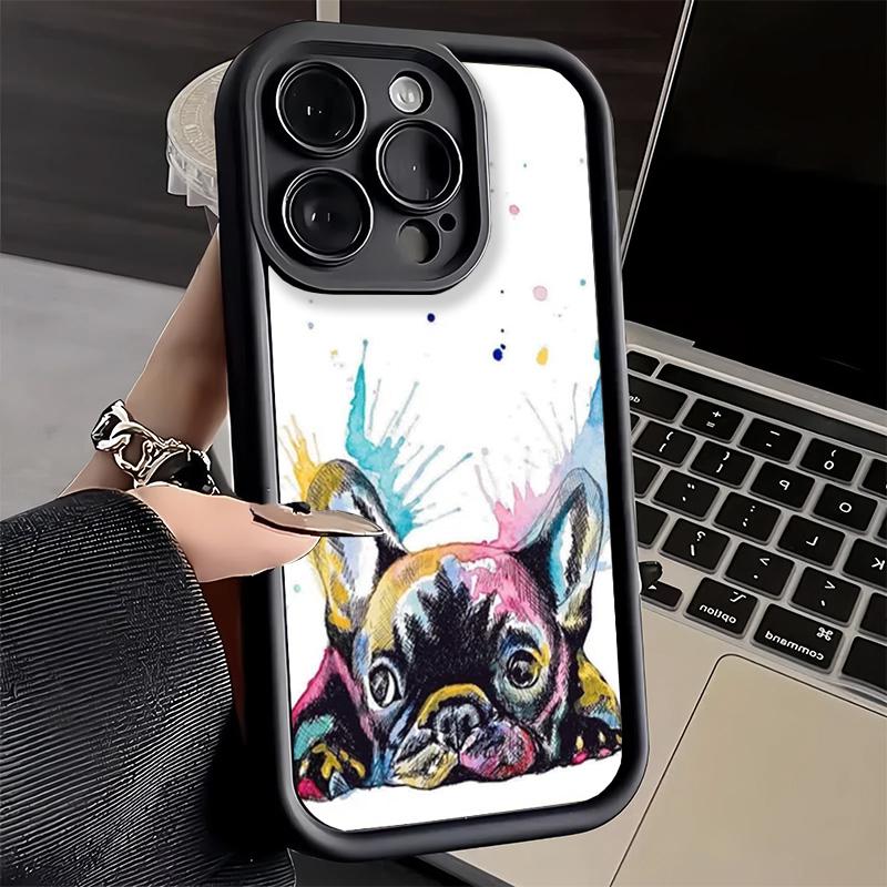 Phone Case for iPhone 17 Air 16E 15 16 Pro Max French Bulldog Dog Pug Design Cover 14 Plus 13 12 Mini Soft Shell Silicone Fundas