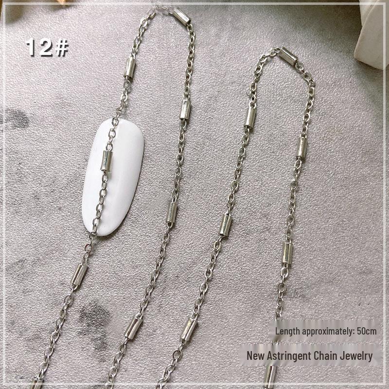 Japanese Style Dark Metal Chain DIY Nail Art Accessories, 50cm Cuttable