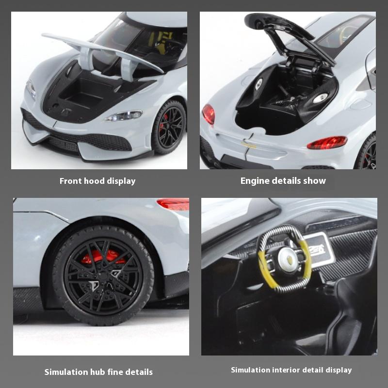 1/24 Scale Koenigsegg Gemera GT Supercar Alloy Diecast Model Car Sound and Light Home Trendy Ornaments Exquisite Simulation Decorative Gifts Boy
