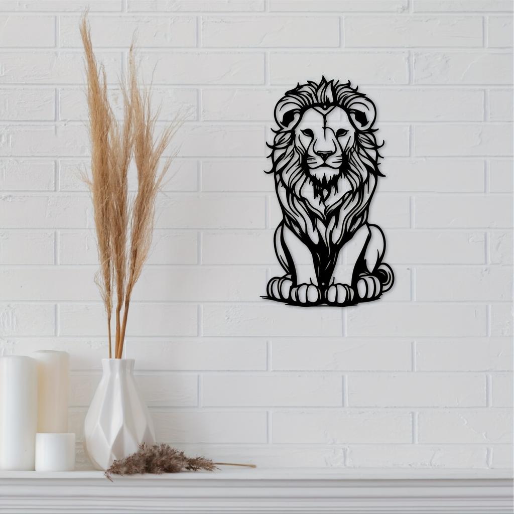 Wrought Iron Lion Head Wall Decor Farmhouse Rustic Metal Art Gift for Cabin Housewarming Halloween Christmas New Year