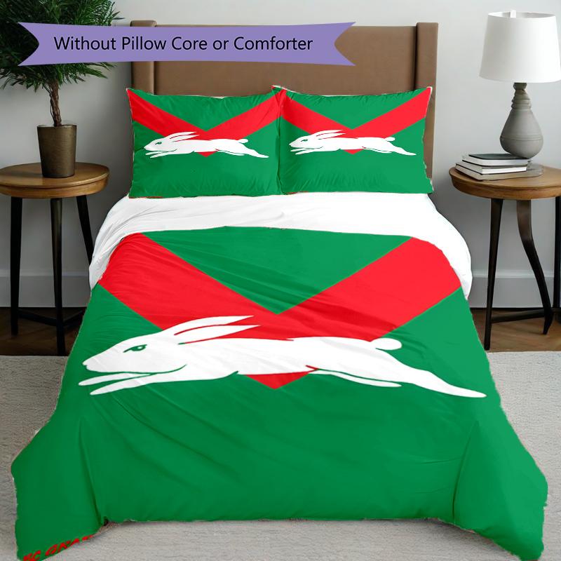 3pcs Duvet Cover Set (1*Duvet Cover + 2*Pillowcase, Without Core), South Sydney Rabbitohs Print Bedding Set, Bedroom Decor, All‑Season, Birthday Gift