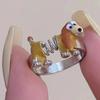 Cute Dog Rings for Women Niche Design Adjustable Unisex Alloy Electroplating Open Rings Personality Mens Ring Creative Gift