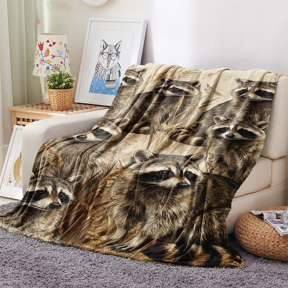 1PC Natural Decoration Print FlAannel Blanket, High quality Comfortable for All Seasons, Home Decor, Warmth and Comfort