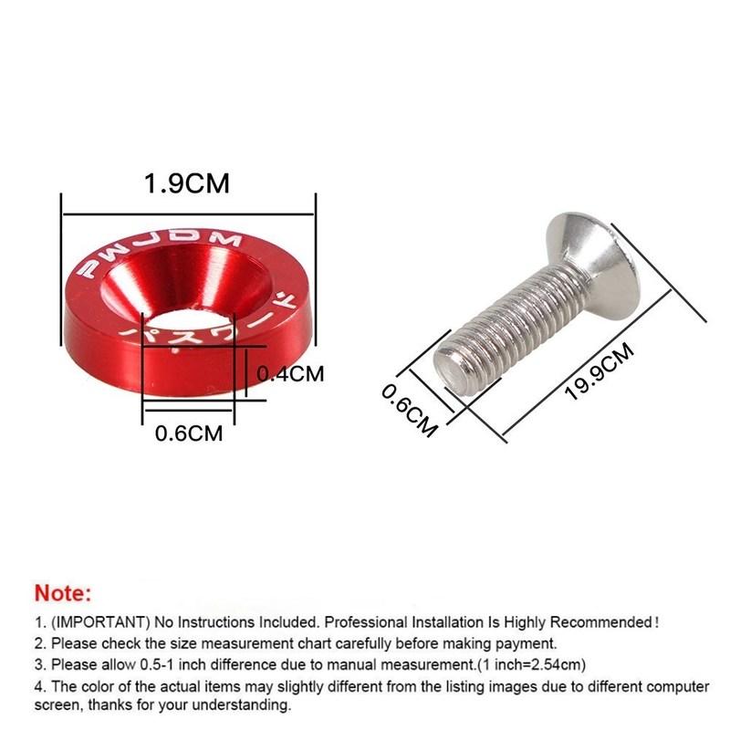 Universal 20Pcs M6 * 20mm JDM Bumper Fender Washer Kit Engine Bay Dress Up Bolts Fasteners Aluminum Concave Hex Screws