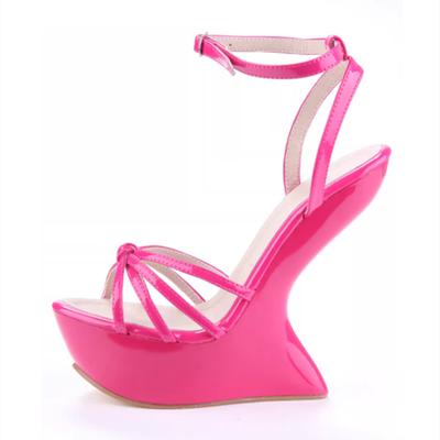 Sandales Plateformes Style Étrange d'Été Sangle Croisée Talons Hauts Slingback Chaussures de Rue Boucle Cheville pour Femmes Chaussures de Soirée