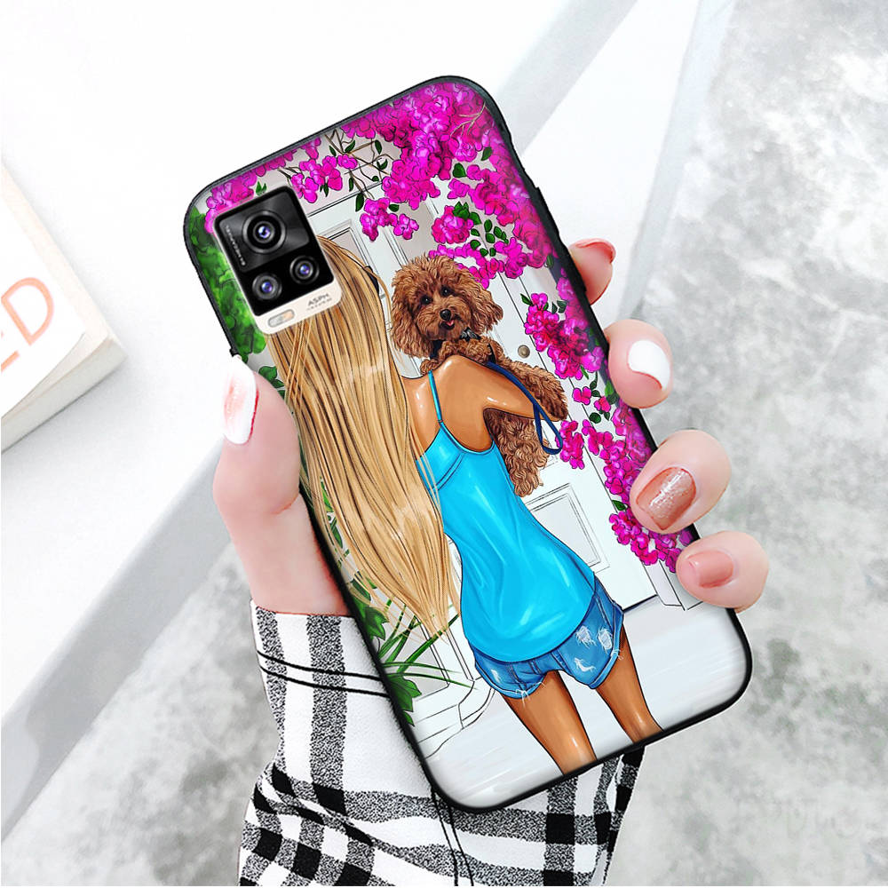Černé pouzdro pro Xiaomi Redmi 13C Note 9 iPhone XR 7 8 14 15 11 12 13 X XS Pro Max Samsung A25 S23 S24 FE Ultra Plus Dívky a mazlíčci