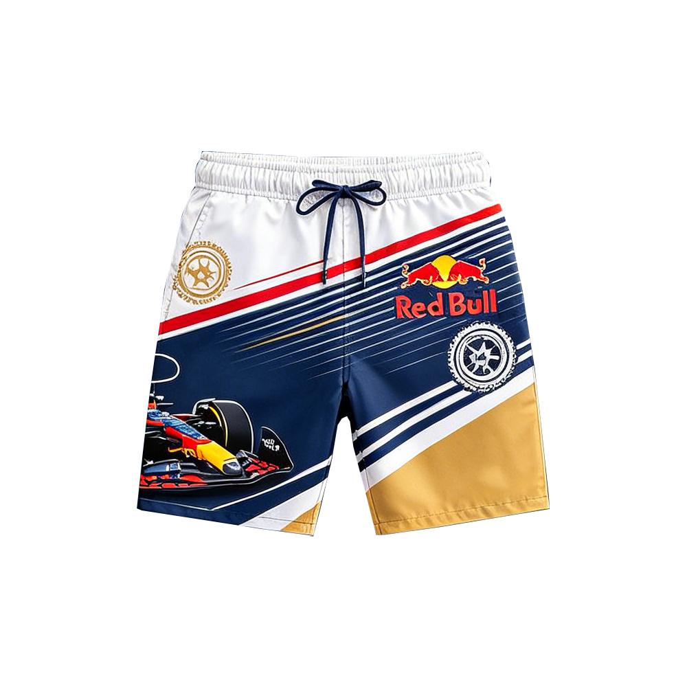 F1 Red Bull Motorsport Swim Shorts Men Summer Quick Dry Beach Board Shorts Casual Sports Racing Style Drawstring Swim Trunks