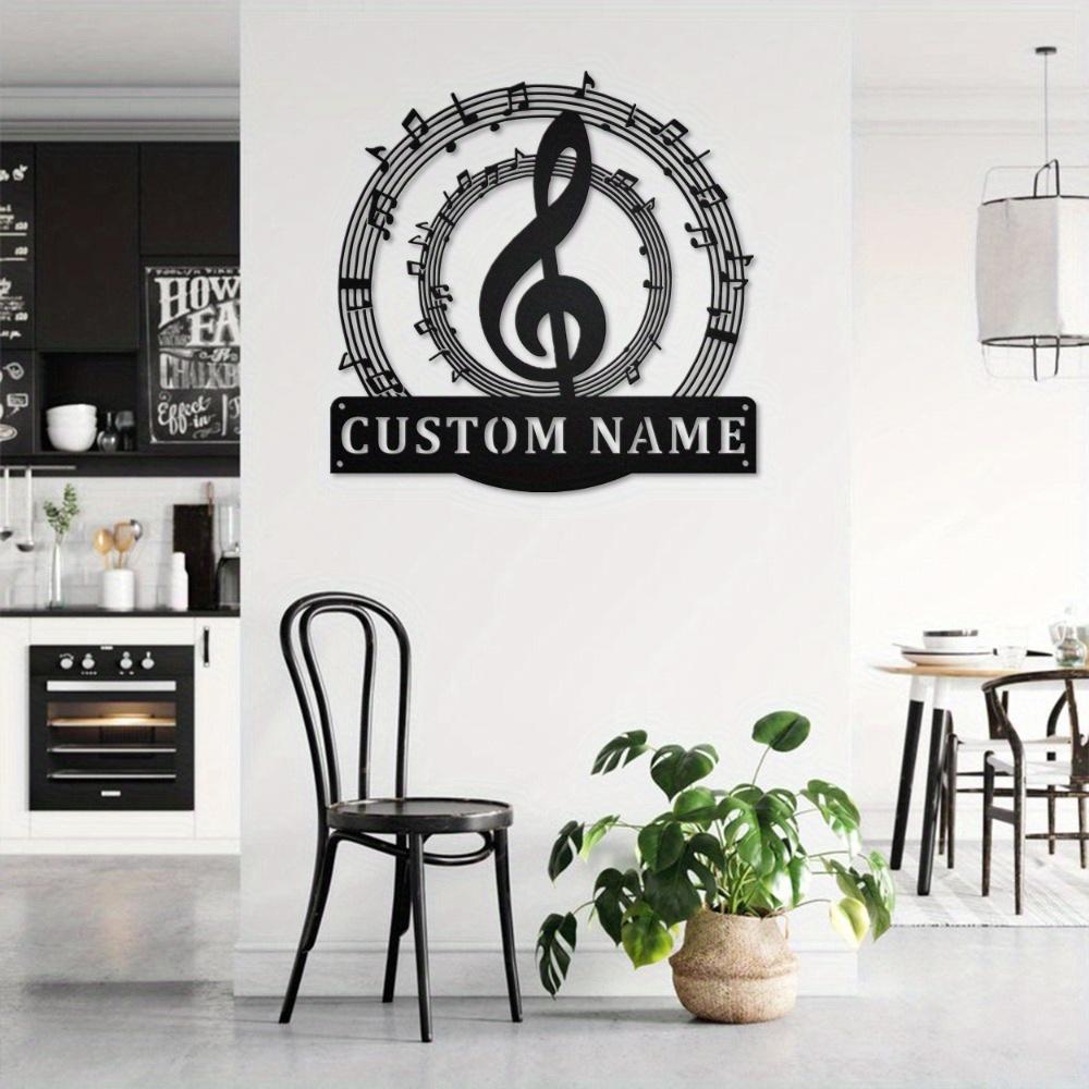 Musical Note Metal Sign Family Name Custom Silhouette Sturdy Wall Decor Home Garden Gift
