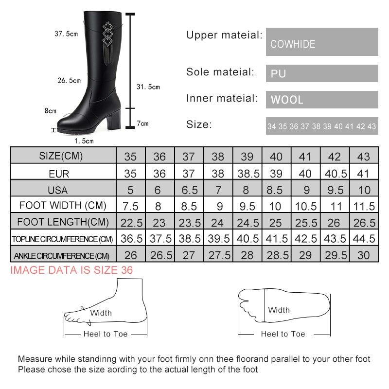 Fashion AIYUQI High Heel Boots Women Winter Genuine Leather Natural Wool Warm Women Dress Boots 2025 New Tassel High Boots Ladies