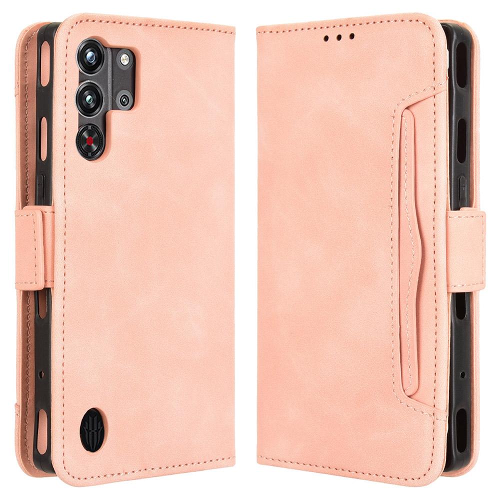 

Для ZTE nubia Red Magic 10 Pro+ 5G/10 Pro 5G Кожаный чехол Чехол-кошелек для телефона с несколькими отделениями для карт Pink