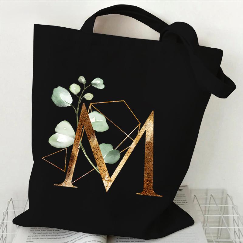 Print Canvas Bag Women's Shoulder Bag Fashion Floral Letter Ladies Hand Bags Alphabet Tote Bag