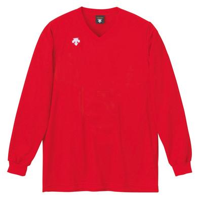 Descente Volleyball Game Long Japan Size 140 To Japanese Size Shirt, V-Neck Sleeve, Moisture-Wicking, Quick-Drying, Unisex, DSS-4311, Red, (equivalent