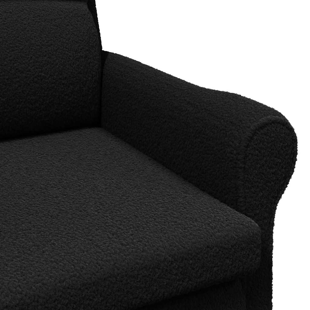 Armchair Black Soft Sherpa Fabric