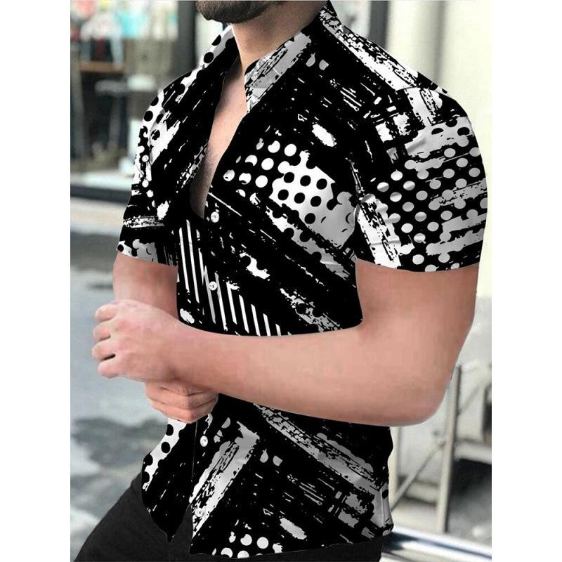 New Plus Size Men s Casual Fashion D Digital Printed Short Sleeve Shirt, Men s Shirt S