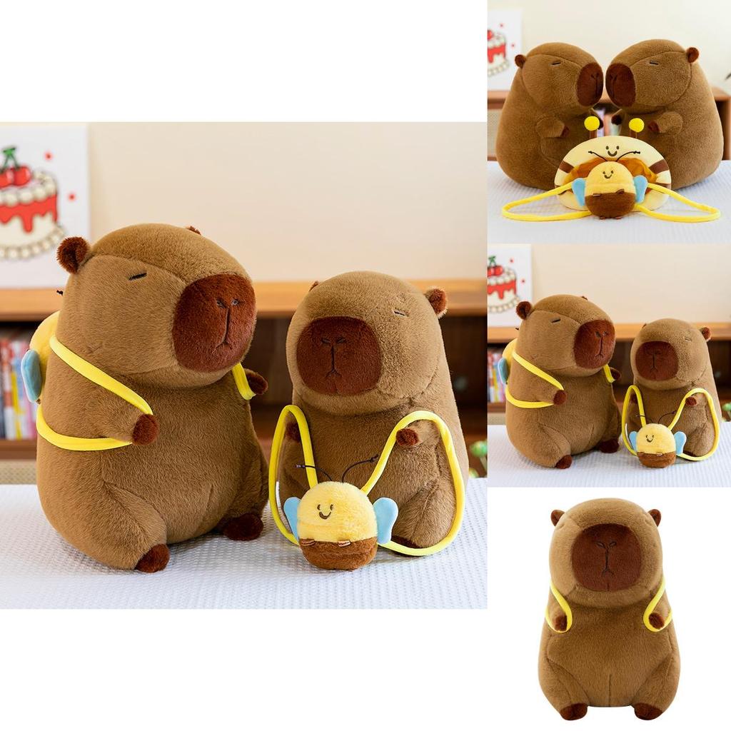 Capybara Animal Plush Toy Cushion With Bee Backpack For Kids Gift