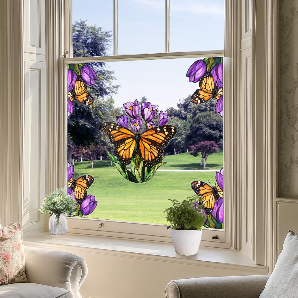Colorful Window Film PVC Electrostatic Church Glass Decal Wall Sticker Art Mural Wallpaper for Home Decoration