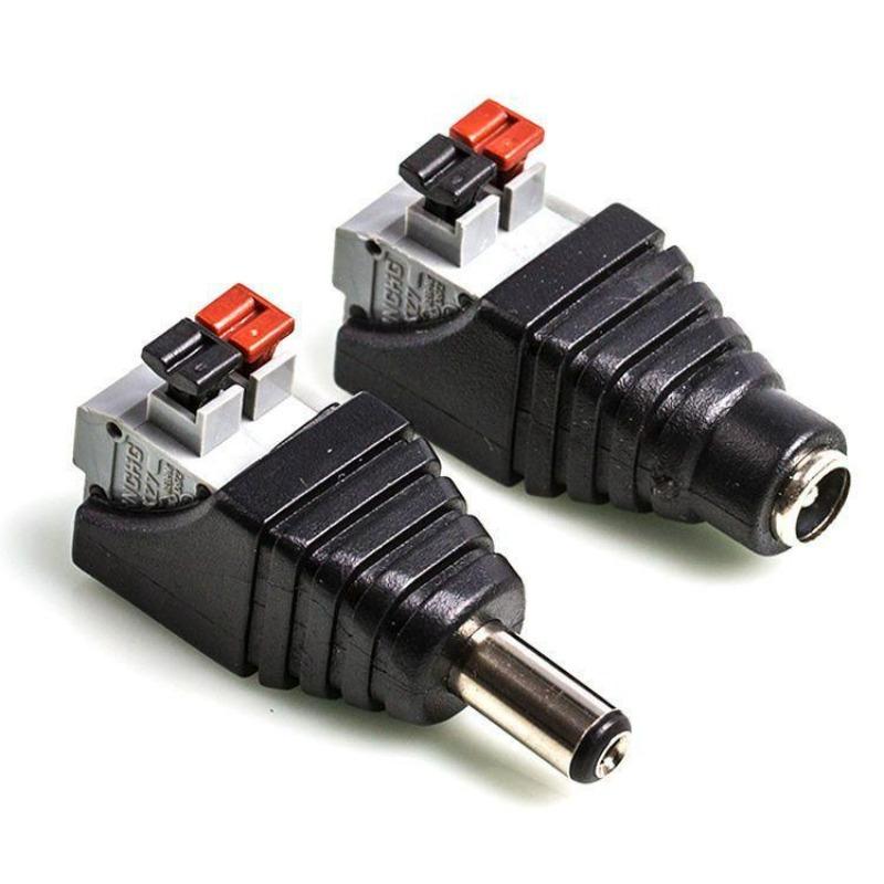 1/20pc Solder-free Press-fit DC Power Connector Security Camera Led Strip Male Female Adapter Socket Power Plug Cable Connectors