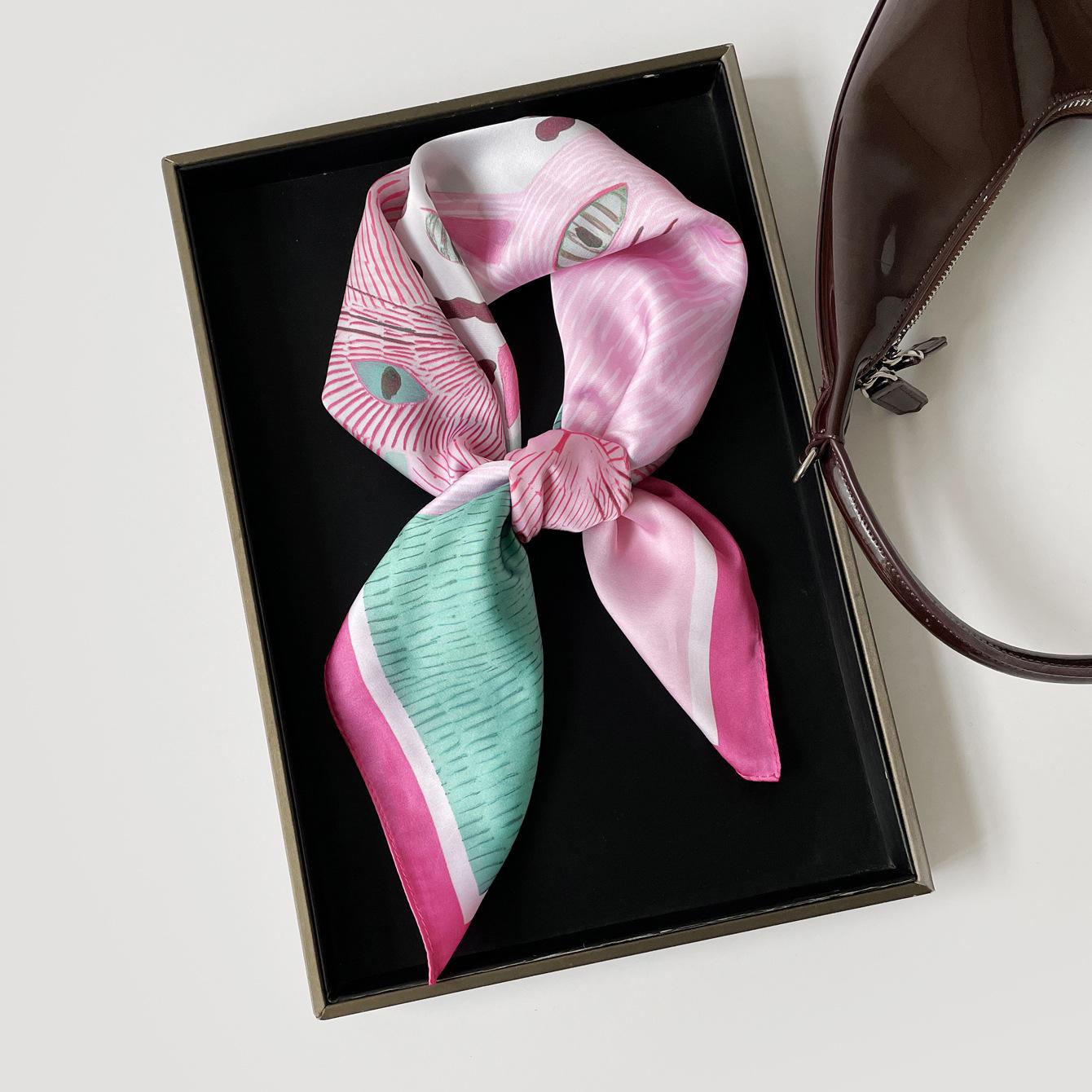 New printed silk scarf 70 series neck small square scarf imitation silk square scarf high-end shawl versatile headscarf scarf 70*70