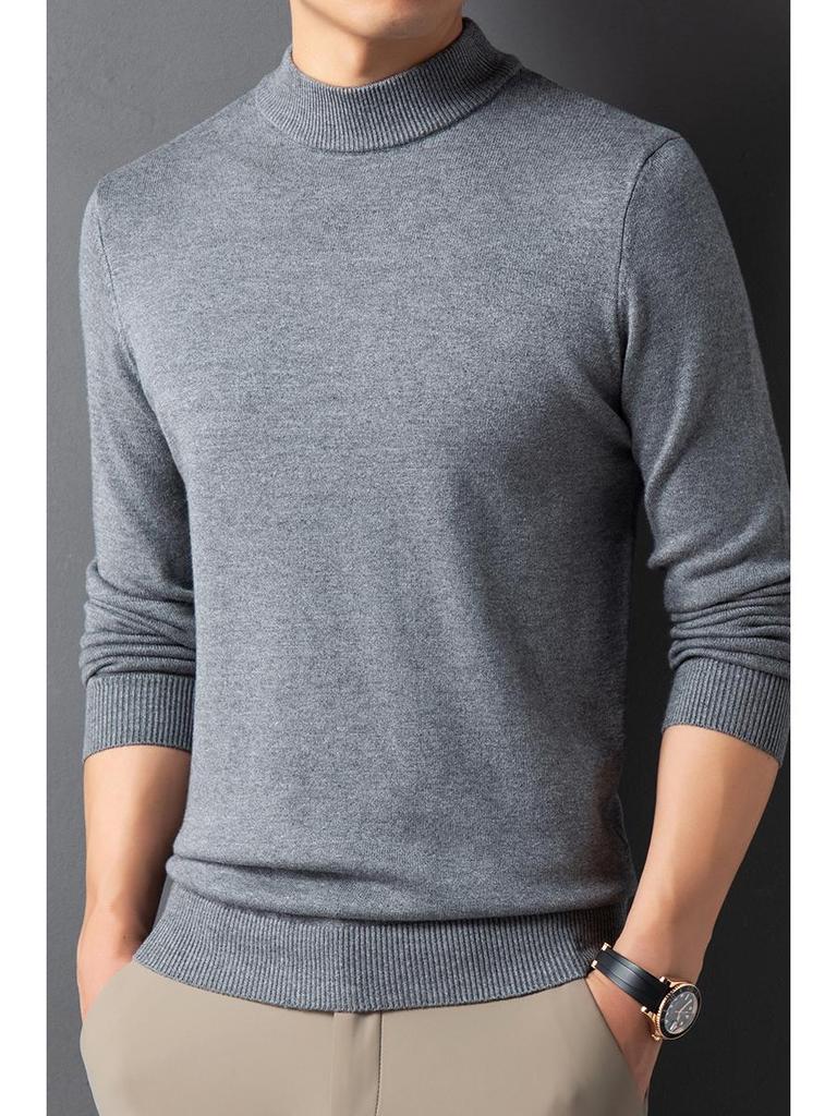 Herren Schlank geschnittener Strickpullover mit halbem Stehkragen für Herbst und Winter