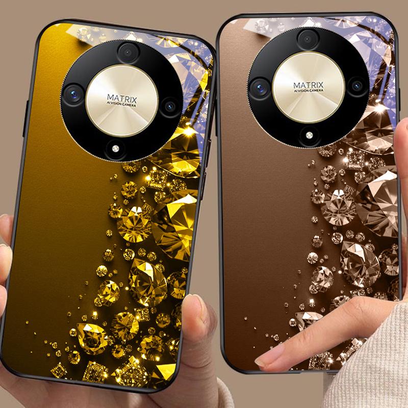 Full Diamonds For Honor Magic 6 50 70 90 Lite X7b 200 Pro Nova 10 Nova 5T X6 P30 Pura 70 Ultra Tempered Glass Phone Case
