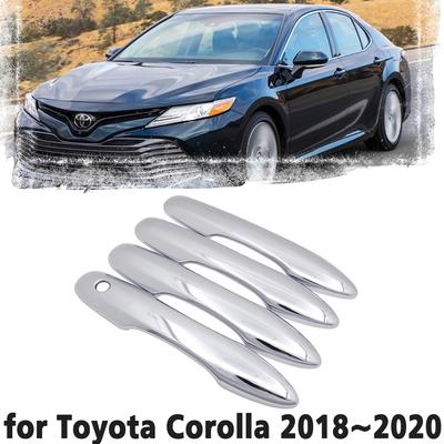 Luxury Chrome Door Handle Cover Trim Protection Cover for Toyota Camry Daihatsu Altis XV70 70 2018~ Car Accessory Sticker