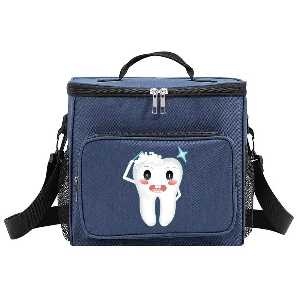 Insulated Bags Shoulder Lunch Bag Waterproof Cooler Box Portable Thermal Organizer Handbag for Men and Women Teeth Pattern