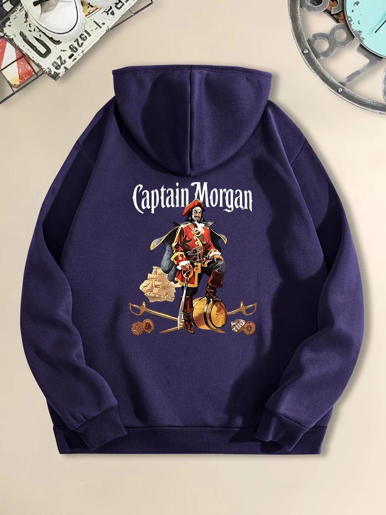 Men's Cozy Christmas Captain Print Hoodie Casual Stylis