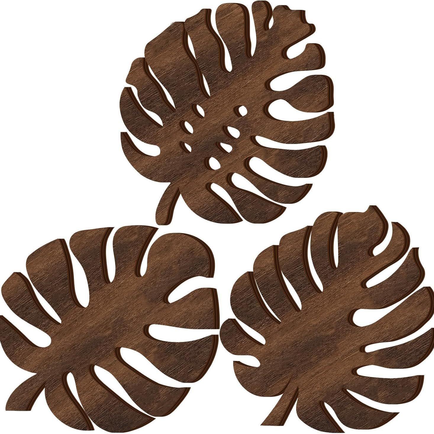 

Tropical Leaf Wooden Coasters Restaurant Beverage Kitchen Table Coasters Pot Mats Creative Atmosphere Decoration 8x 8 x0.2