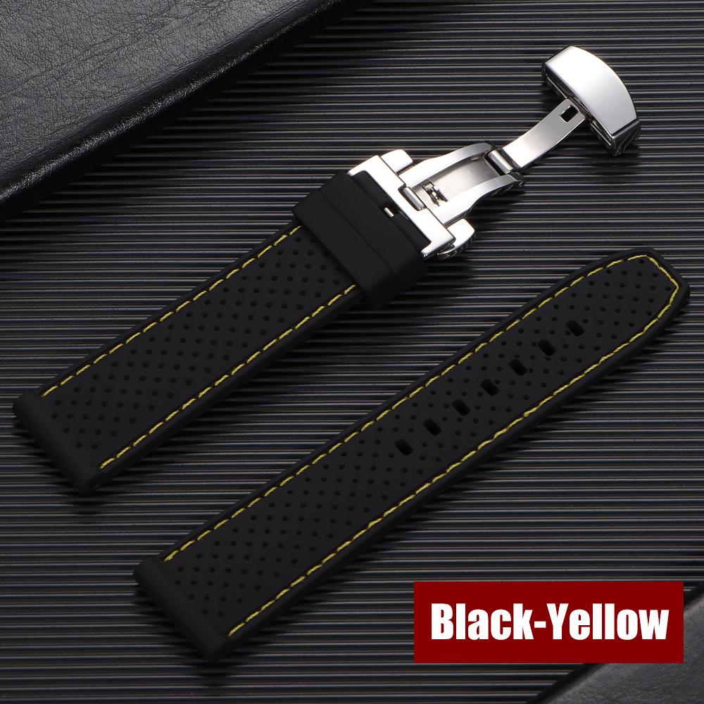 Premium Silicone Watch Band Butterfly Buckle Waterproof Soft Rubber Strap 20mm 22mm Breathable Strap Replacement Universal Watch