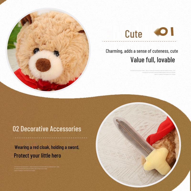 Warrior Bear Plush Toy: Teddy Bear Doll for Baby Cuddles and Kids' Birthday Gift