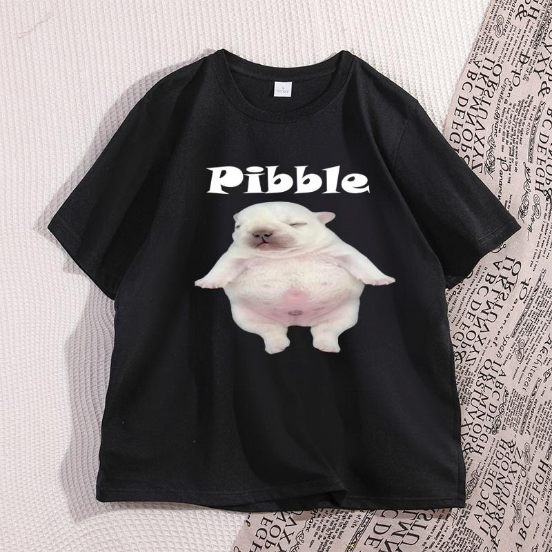 Pibble Pattern Tshirt with Personalized Highquality Printing 2026 New Hot Selling Cotton Fun Tshirt Round Neck Short Sleeved