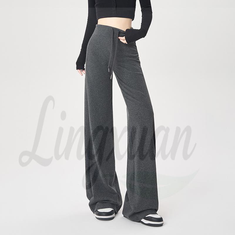 

Real Shot 2026 High-Waist Elastic Drawstring Wide-Leg Women s Slimming Yoga Fitness Casual Pants XL