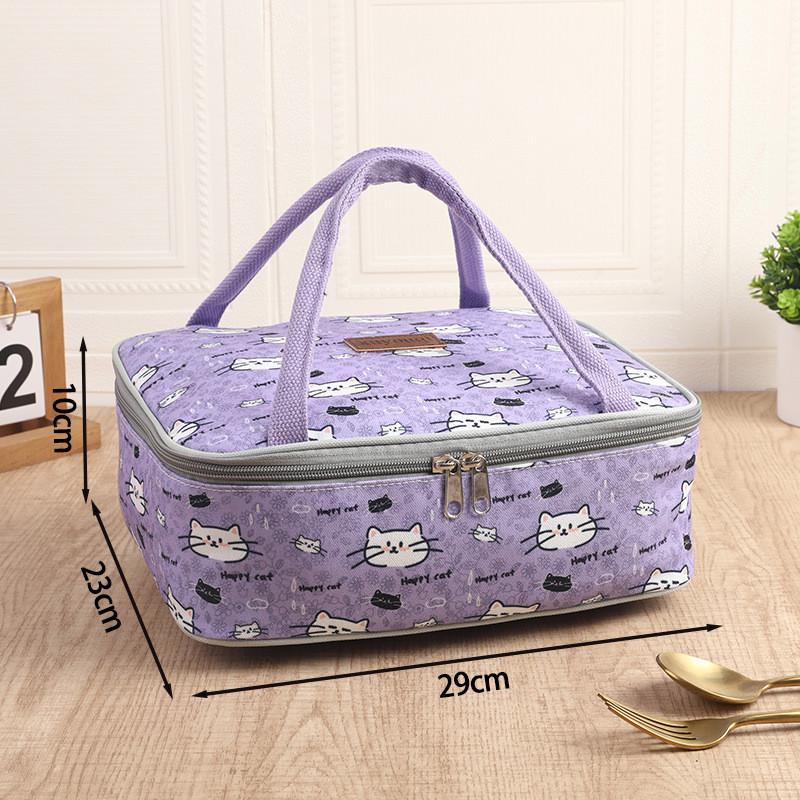 Insulated Canvas Lunch Tote Bag With Thickened Food Container For Students And Office
