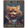 Retro Metall Blechschild Mehr Espresso Weniger Depresso Poster Trinkposter Kaffee Liebhaber Geschenk Lustige Schwarze Katze Wandkunst