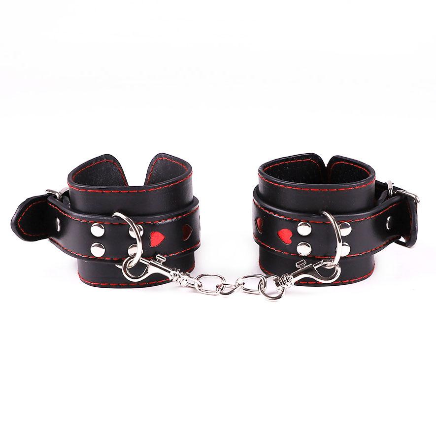 Red Heart Handcuffs Sex Toys Flirt Bondage Boutique Leather Soft Harness  Game Wrist Ankle Restraints Slave Fetish Lover