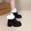 Fashion Fur Women Ankle Snow Boots Heeled Cotton Shoes Winter 2025 Woman Warm Short Plush Chelsea Boots Casual Female Botines Shoes
