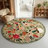 Tapis de Fleurs Absorbant Sèche Rapidement Rond Moelleux Floral Tapis de Sol Lavable Antidérapant Décoration Salon Chambre Salle de Bain Tapis