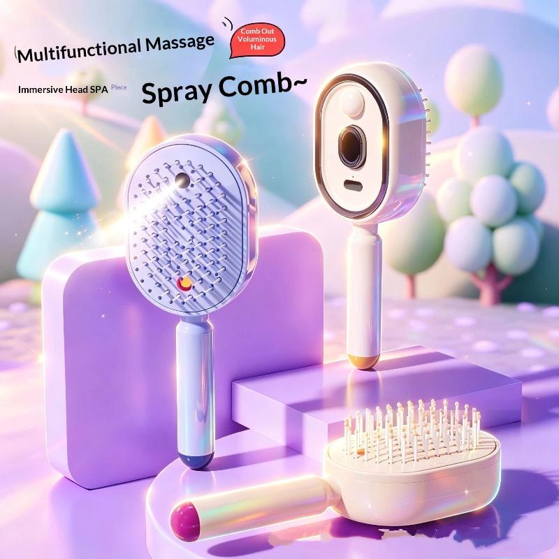 3 In 1 Electric Hair Care Spray Comb Air Cushion Massage Design for Taming Frizzy Hair Travel Personal Use