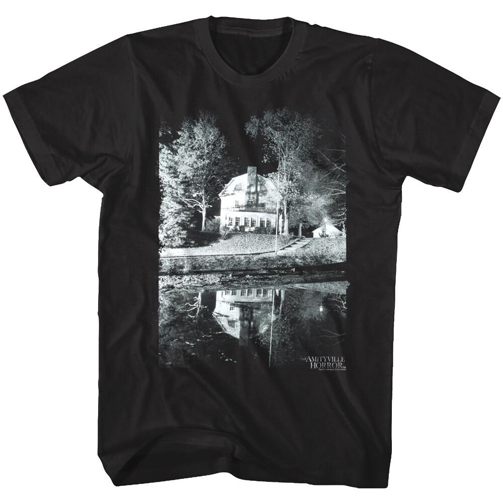 Amityville Horror Movie Haunted House Lake Reflection Men T Shirt Good Night XL