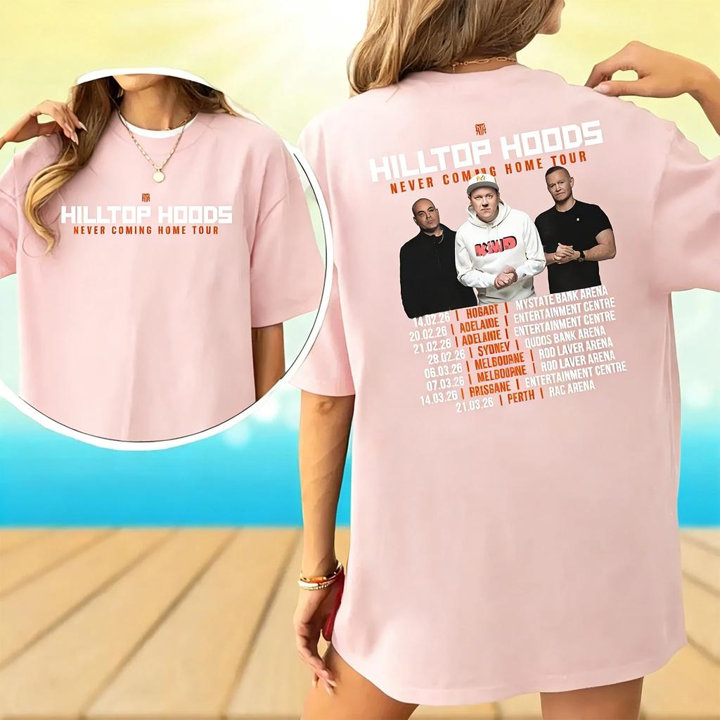 2026 Summer Fashion Trendy Tee 2-sided Hilltop Hoods 2026 Tour Australia T-Shirt - Concert Band Merch - Comfortable Retro Fashion T-Shirt