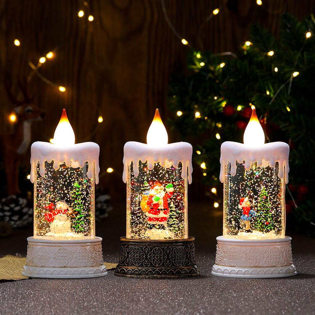 New Christmas Water-Filled Glowing Candle Night Light Ornaments 95ml