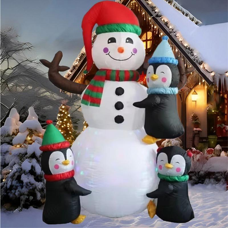 Inflatable Toy Penguins Hug Snowman Christmas Inflatable Model Luminous Inflatable Model Christmas Atmosphere Decoration Model