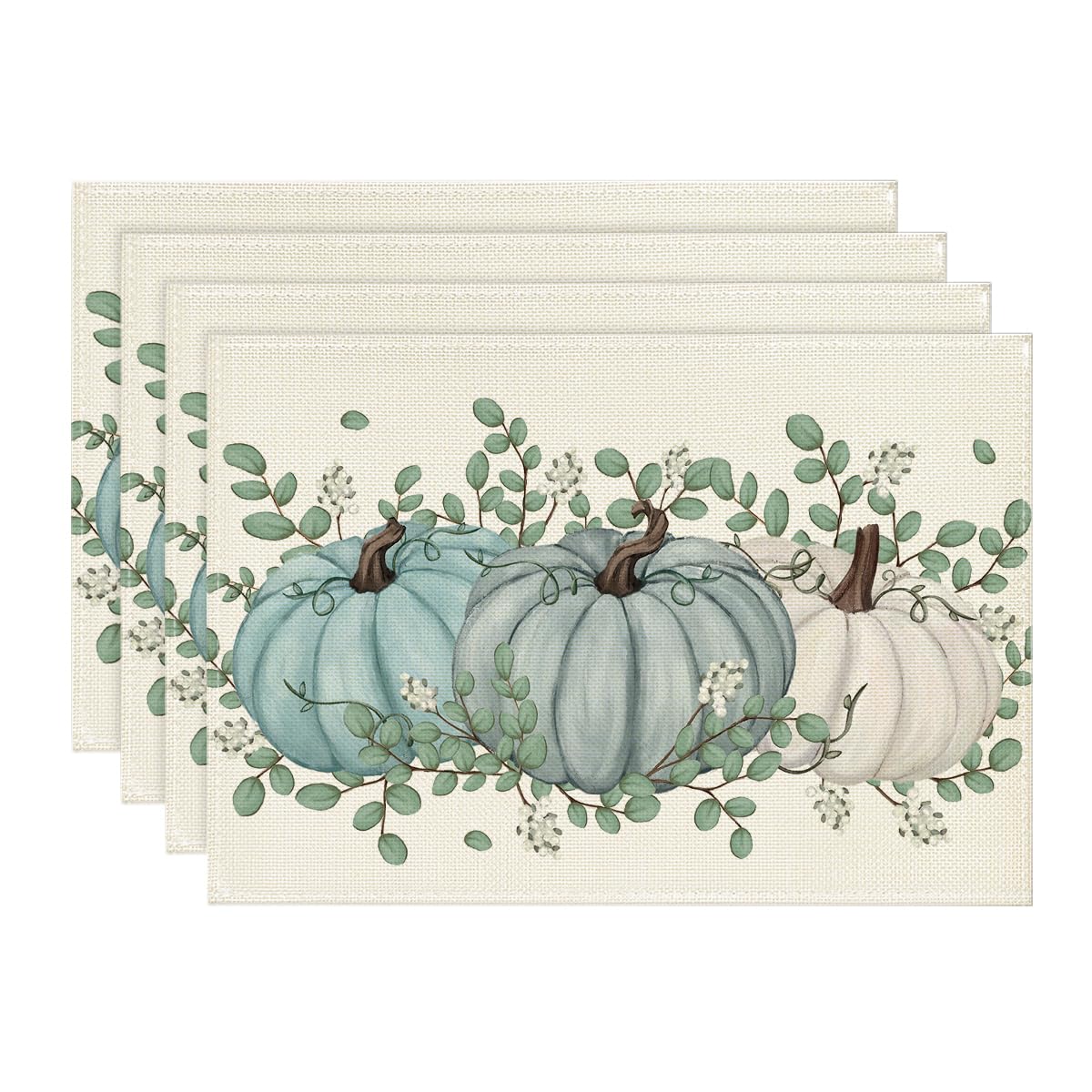 

Polka Dot Pumpkins Vine Thanksgiving Placemats Set of 4, 12x18 Inch Seasonal Fall Table Mats for Party Kitchen Dining Decoration 12 x 18 , Rectangular 4 Pcs