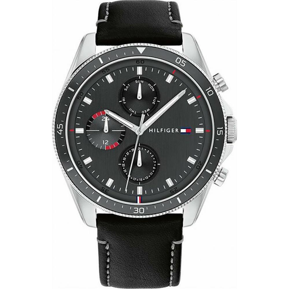

Tommy Hilfiger Parker Black Dial Black Leather Strap Men s Quartz Watch 1791838 чёрный