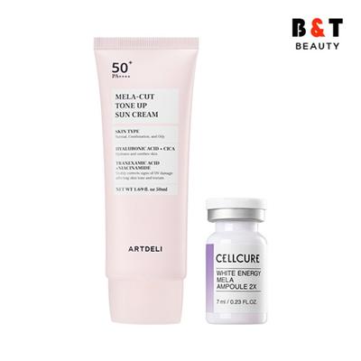 Art Deli Melacut Tone-Up Sun Cream 50ml + Cell Cure Freckle Ampoule 2X 7ml, Single Item