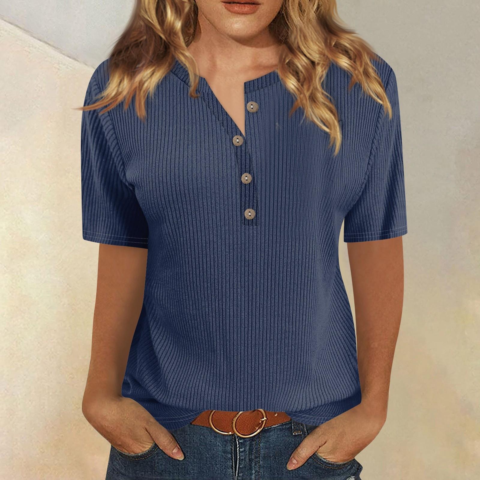 

Футболки для женщин, плиссированные, с V-образным вырезом, нарядные, повседневные блузки с принтом, короткие рукава, летние топы, свободный крой S