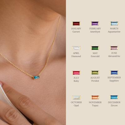 Titanium Steel Birthstone 12 Birthstone Zircon Necklace Month Stone Girl Scholar Color Retention Necklace