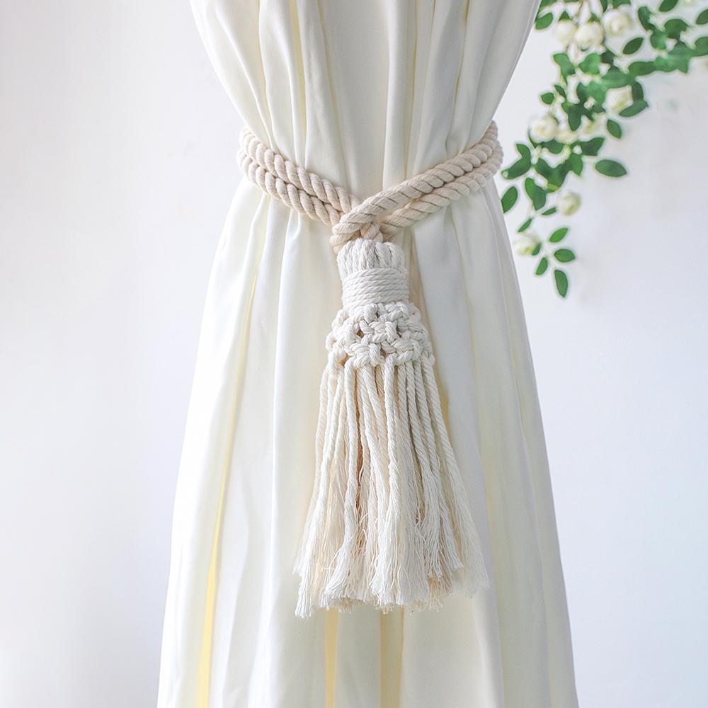 Boho Curtaintiebacks med beadfringe Gardiner Tilbehør Makrame Dekorativ Gardin Tau Farmhouse Dekor for romdekorasjon